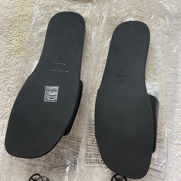 Michael Kors, Delphine Kors Varsity Calf Leather Slide Sandal, Women's Size 6 - Picture 2 of 4